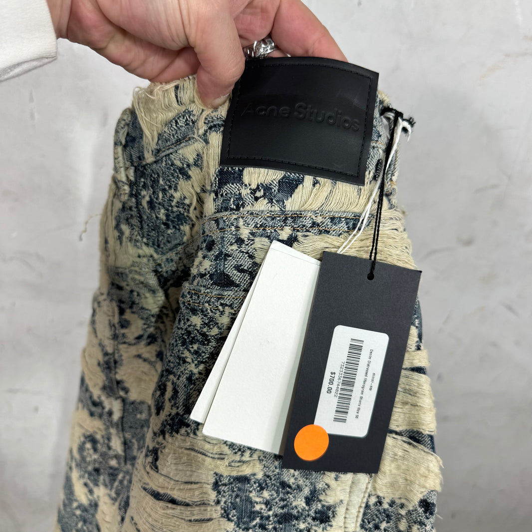 Acne Studios Distressed Monogram Denim Shorts