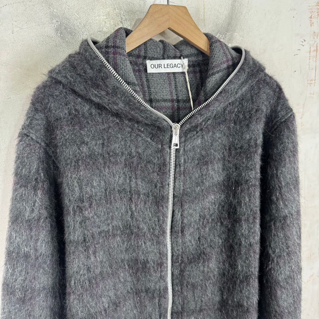 Our Legacy New Grey/Purple Plaid Full Zip Hoodie