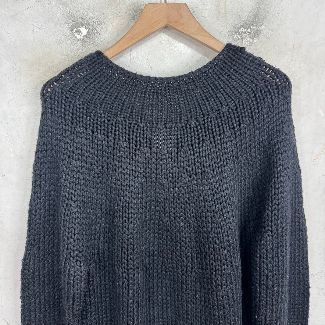 Undercover Leather Lace Up Heavy Knit Sweater