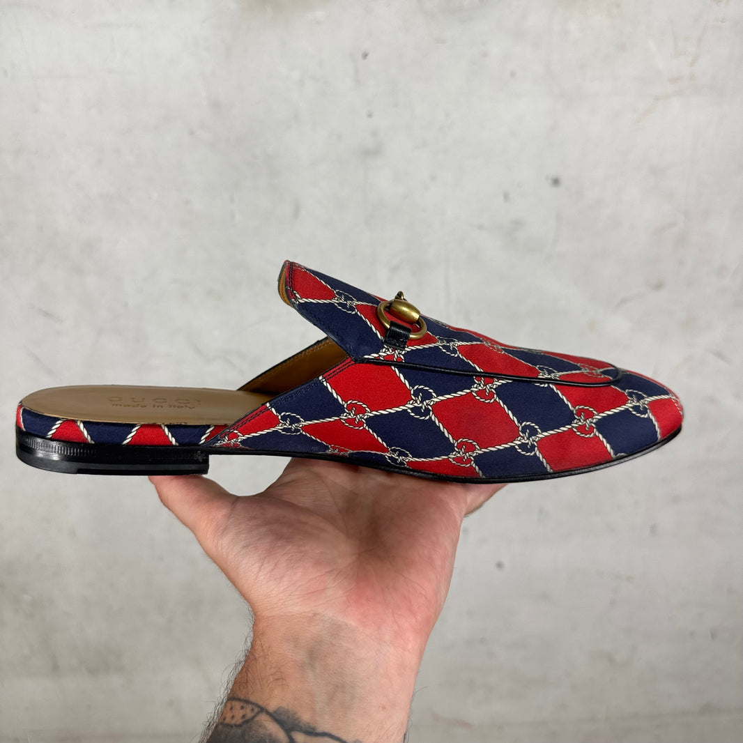 Gucci Satin Patterned Horse-Bit Mules