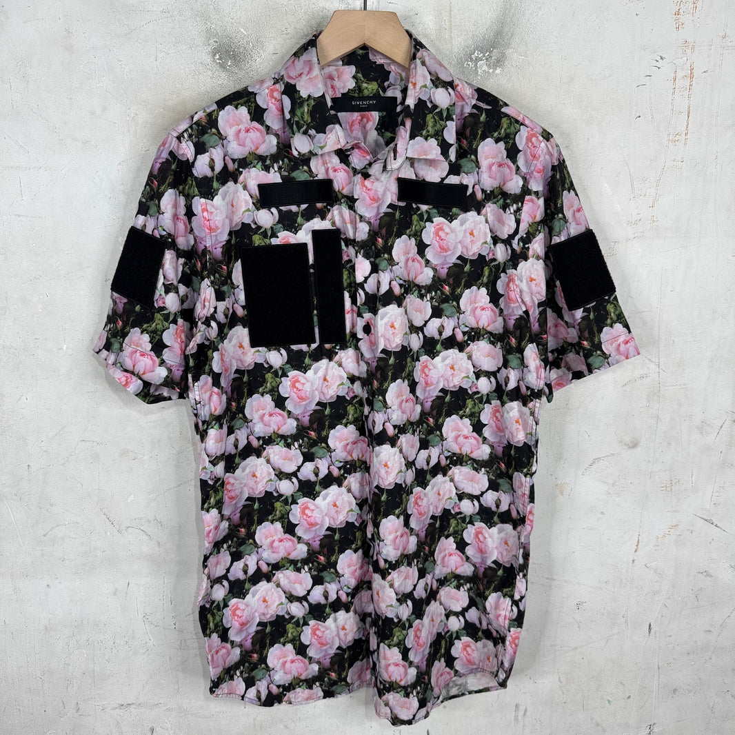 Givenchy Floral Print SS Military Patch Shirt