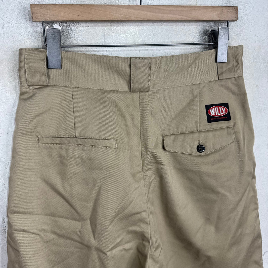 Willy Chavarria Khaki Pleated Canvas Shorts