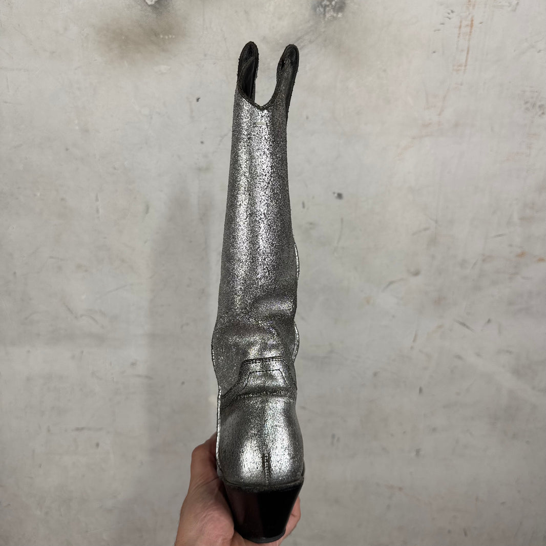Margiela Cracked Silver Western Boots