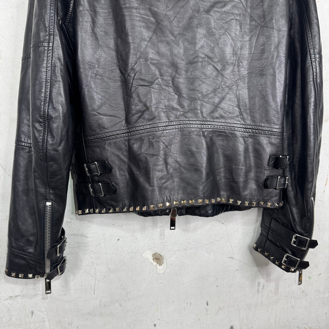 Valentino Rock Stud Leather Cafe Racer Jacket