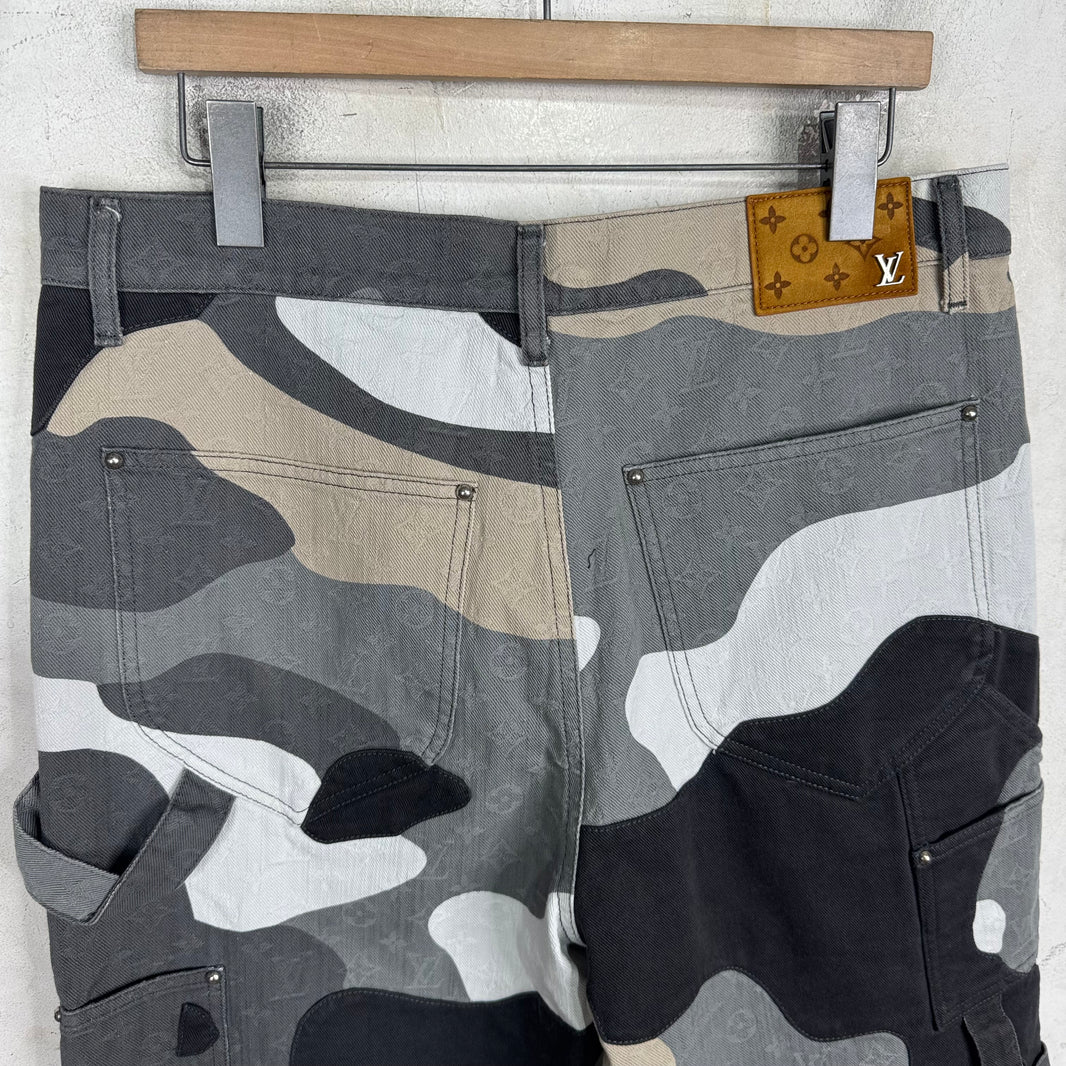 Louis Vuitton Kid Super Paneled Camo Monogram Jeans