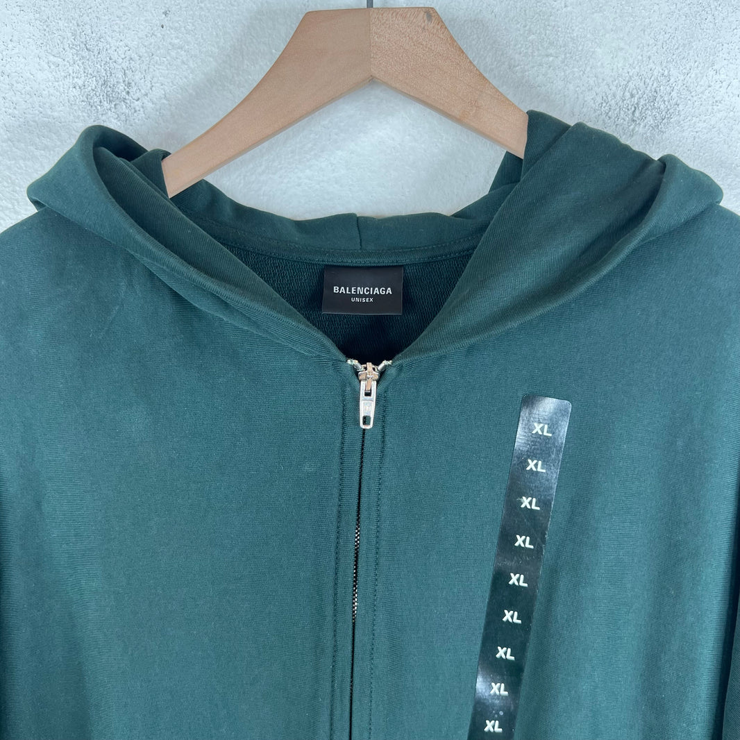 Balenciaga Sample Dark Green Size Sticker Zip Up Hoodie
