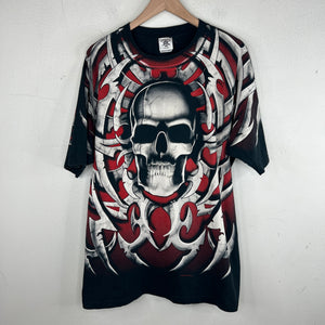 Vintage Tribal Skull Liquid Blue T-Shirt