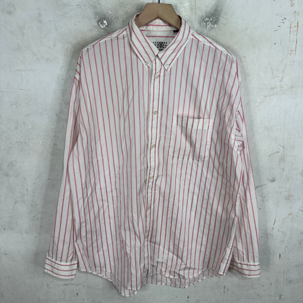 Supreme x MM6 Pinstriped Pink Shirt