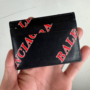 Balenciaga Red Diagonal Logo Card Holder