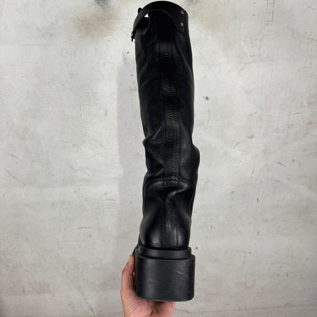 Rick Owens Leather Bogun Knee High Boots