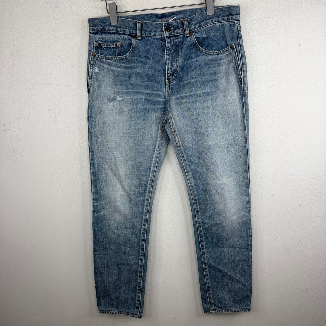 Saint Laurent Light Washed Repaired D02 Jeans