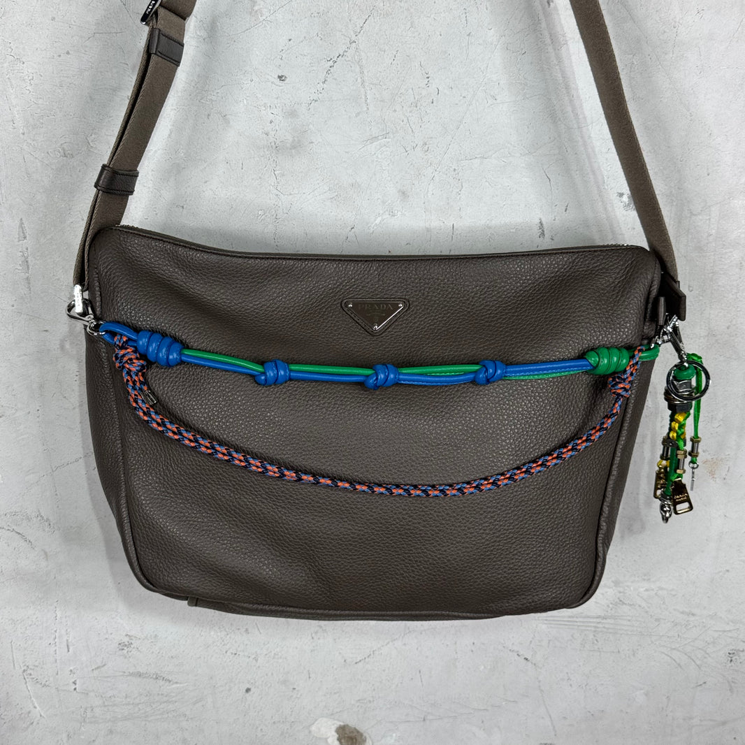 Prada Vitello Large Messenger With Robot Charm