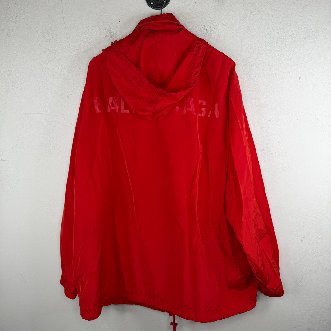 Balenciaga Red Tonal Logo Windbreaker