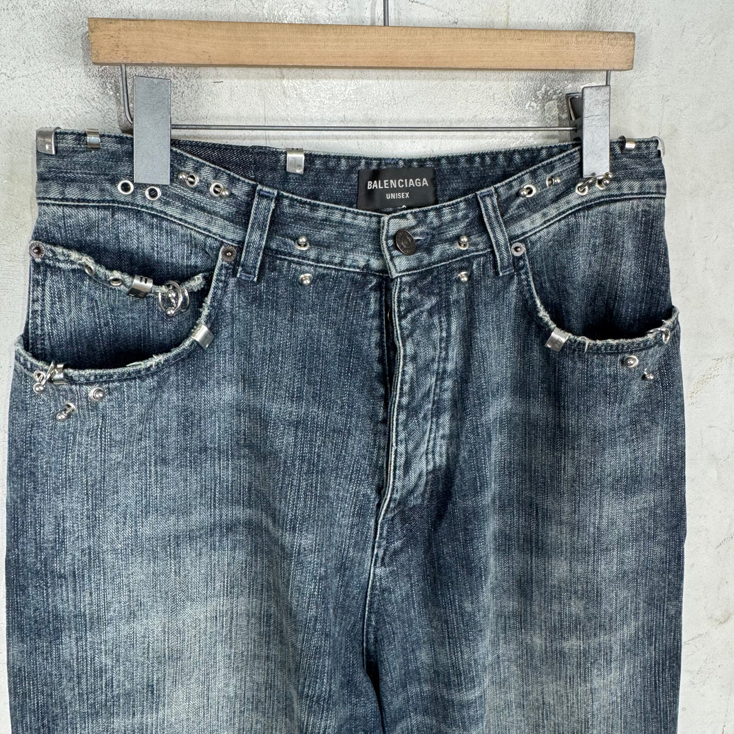 Balenciaga Dark Wash Sample Pierced Jeans