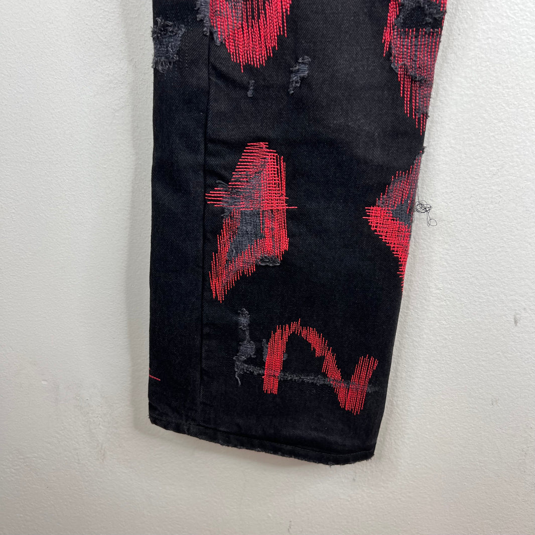 Endless Denim Black/Red Spellout Jeans