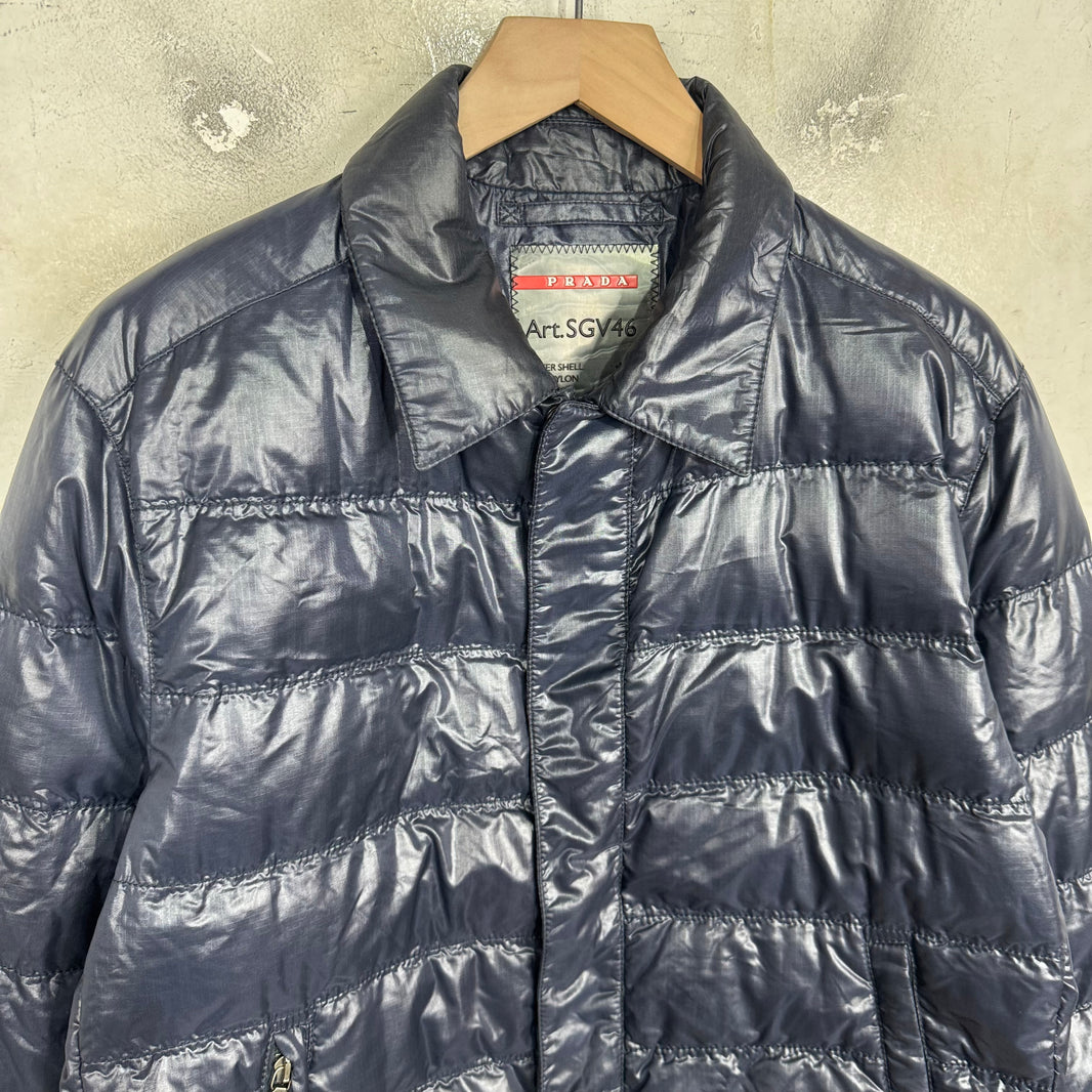Prada Navy Padded Red Bar Jacket