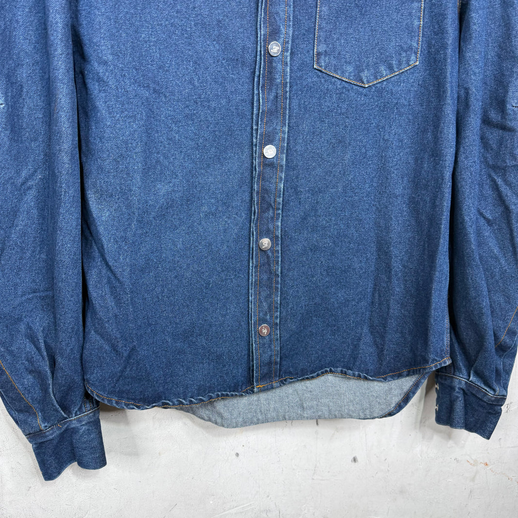 Luar Padded Shoulder Denim Overshirt