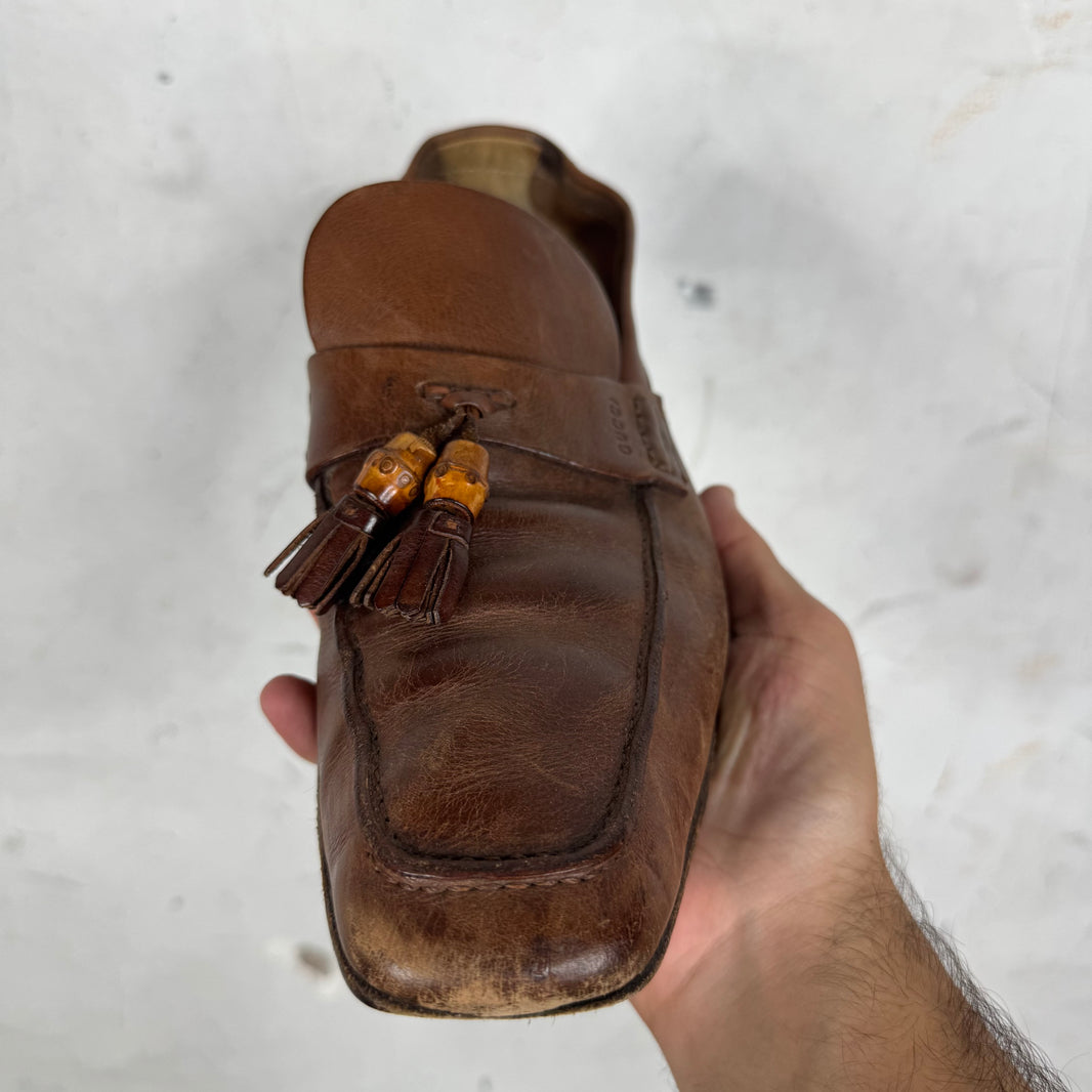 Gucci Brown Bamboo Tassled Loafers