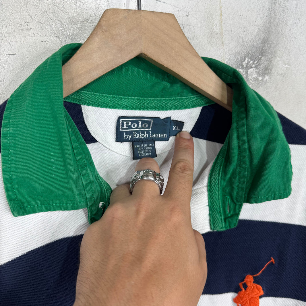 Ralph Lauren Striped Orange Big Pony Polo