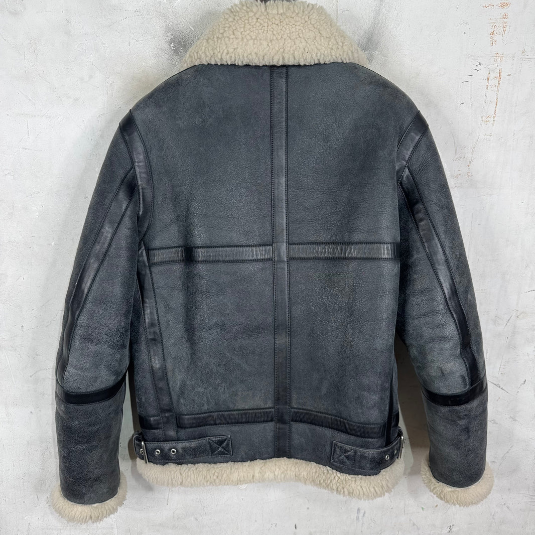 Acne Studios Blisterred Leather Shearling Pilot Jacket