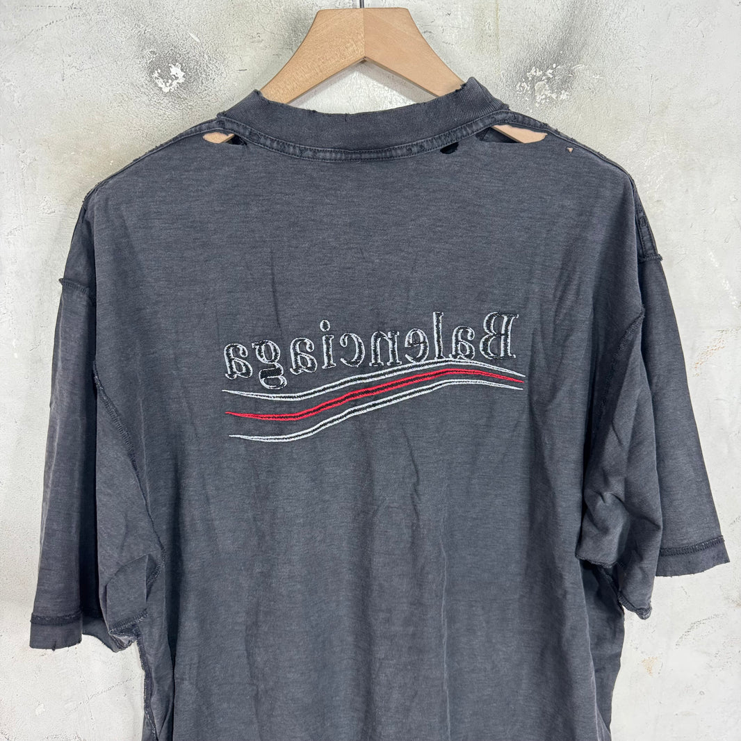 Balenciaga Inside Out Distressed Campaign T-Shirt