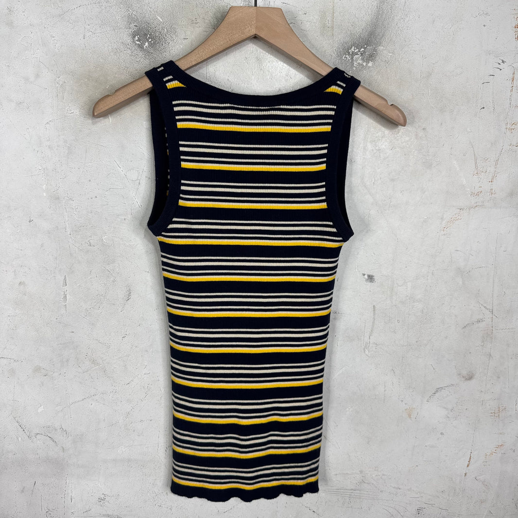 Miu Miu Striped Logo Sleeveless Top