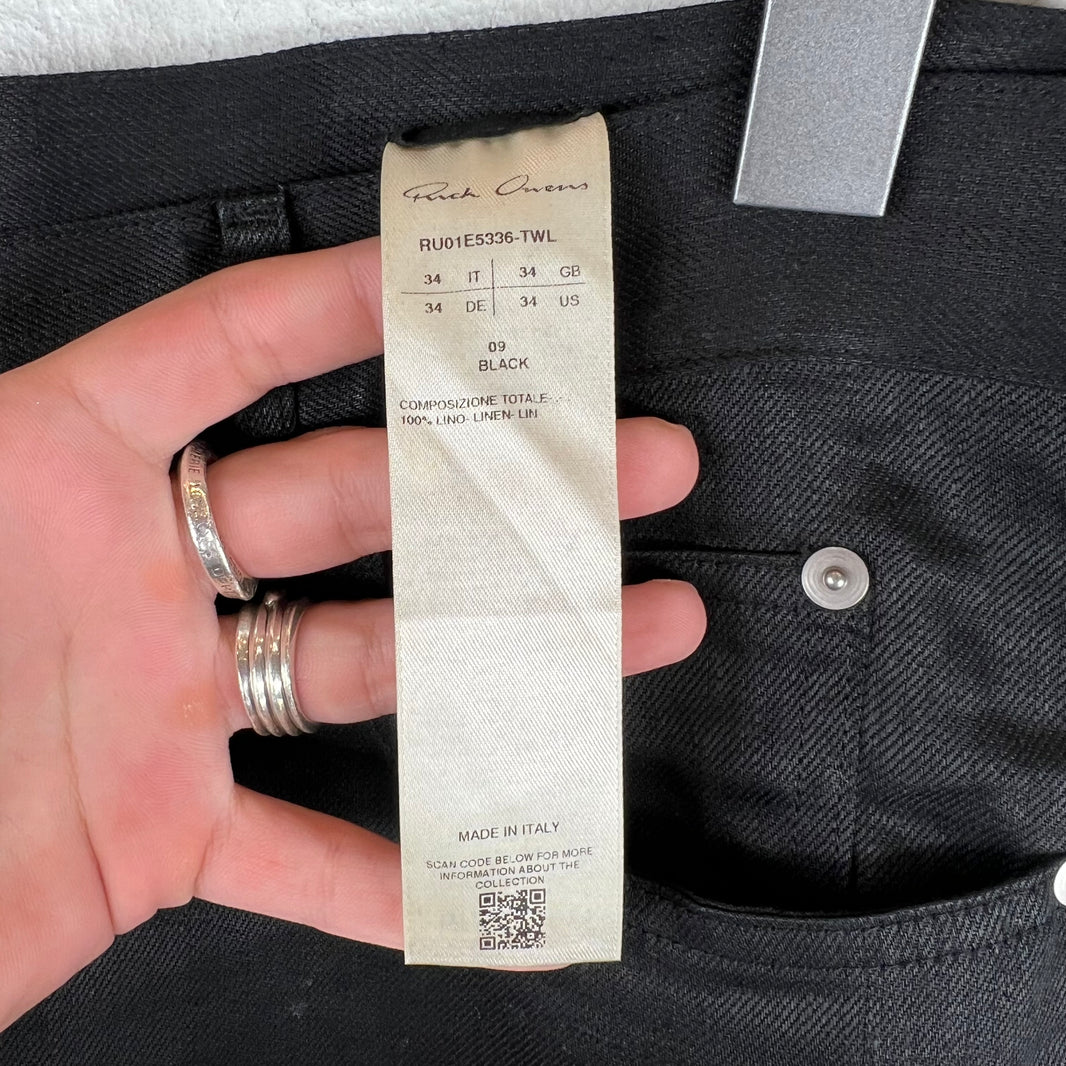 Rick Owens Linen Bolan Zipper Pants