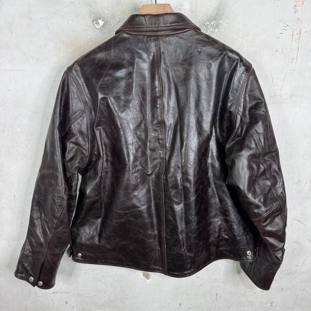 Stussy Brown Leather Garage Jacket
