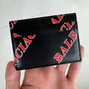 Balenciaga Red Diagonal Logo Card Holder
