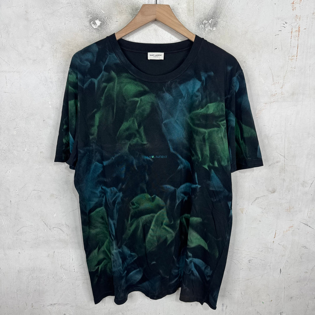 Saint Laurent Blue/Green Dye Logo T-Shirt