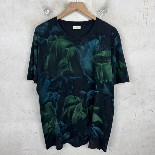 Saint Laurent Blue/Green Dye Logo T-Shirt