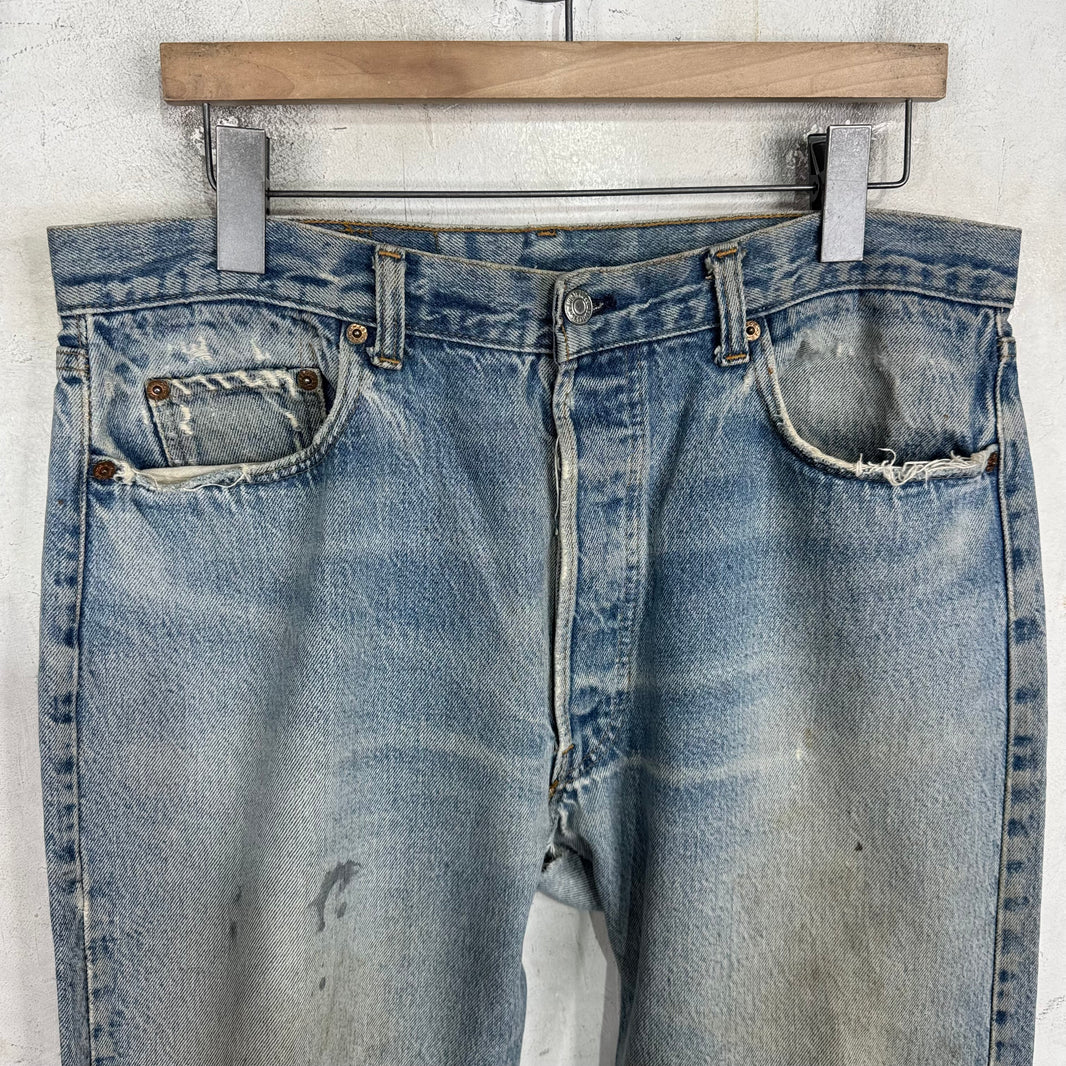 Vintage Levi's 501 Light Wash Muddy Jeans