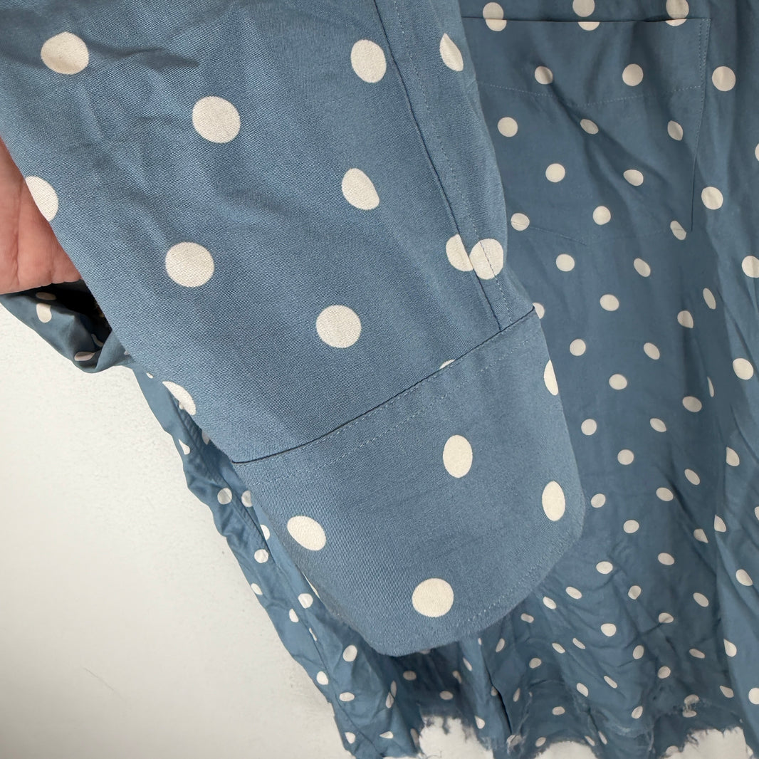 Saint Laurent Cropped Polka Dot Button Up LS Shirt