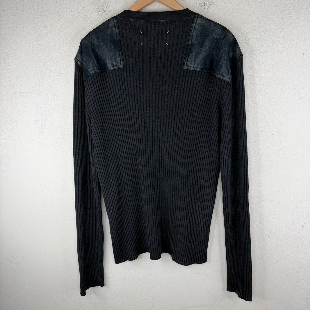 Margiela Shoulder Patched Ribbed Wool Blend Sweater