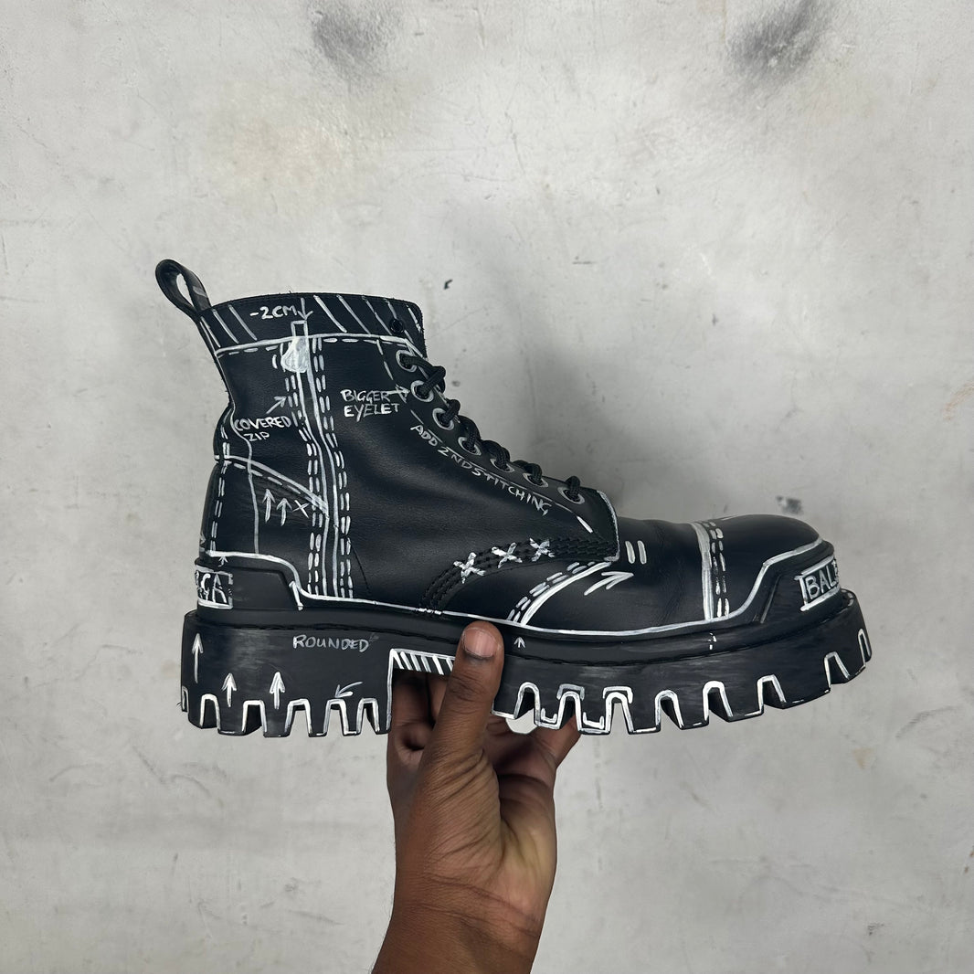 Balenciaga Sketch Leather Strike Boots