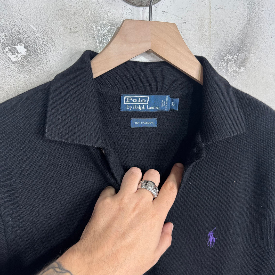 Polo Ralph Lauren Black Cashmere Rugby Sweater