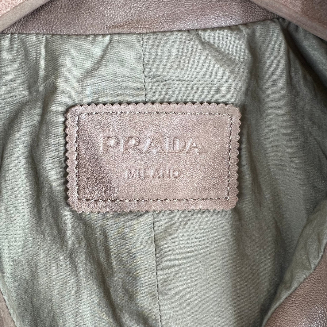 Prada Brown Nappa Lambskin Zip Shirt