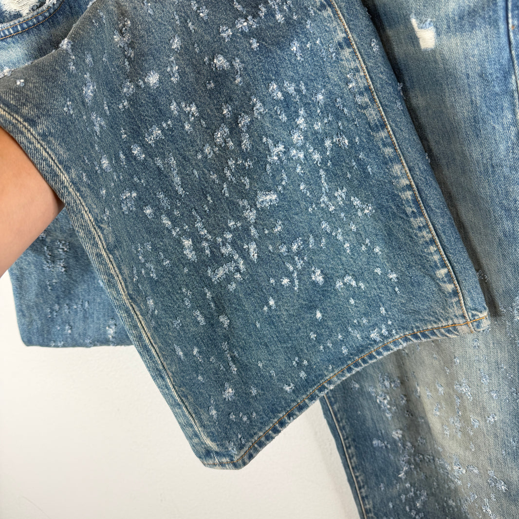 Amiri Wide Leg Distressed Jeans