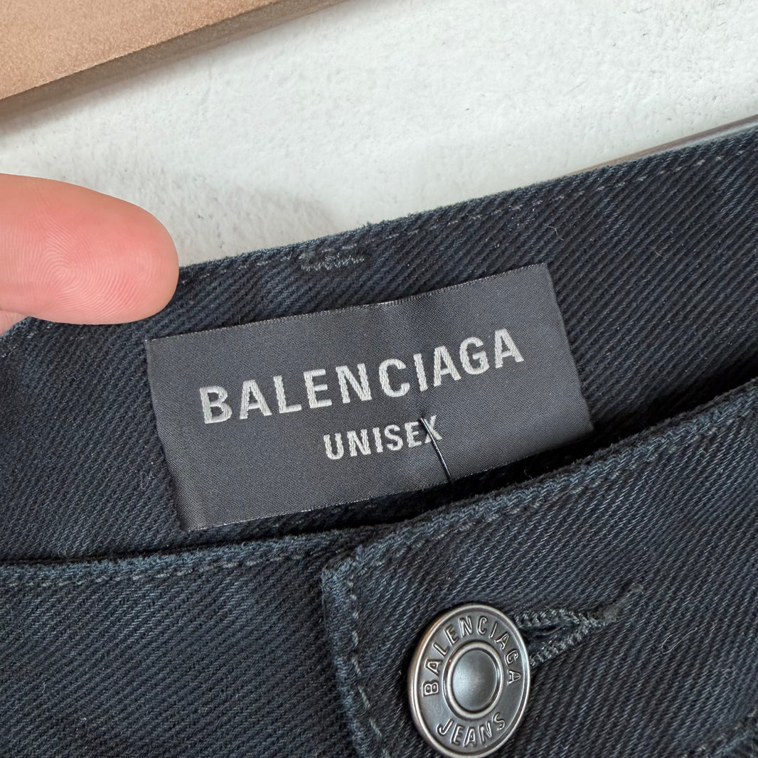Balenciaga Long Cut-Off Jean Shorts