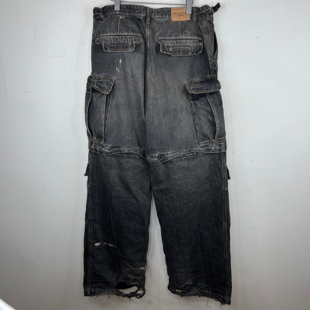Balenciaga Washed Denim Convertible Cargo Pants