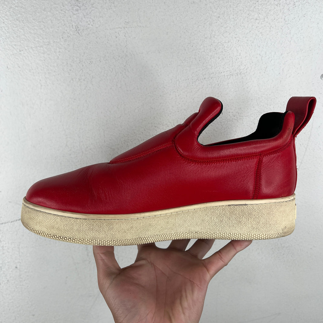 Celine Red Leather Slip On Sneakers