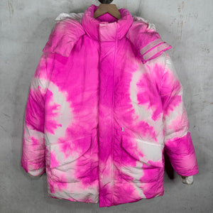 Louis Vuitton Pink/White Tie Dye Hooded Puffer