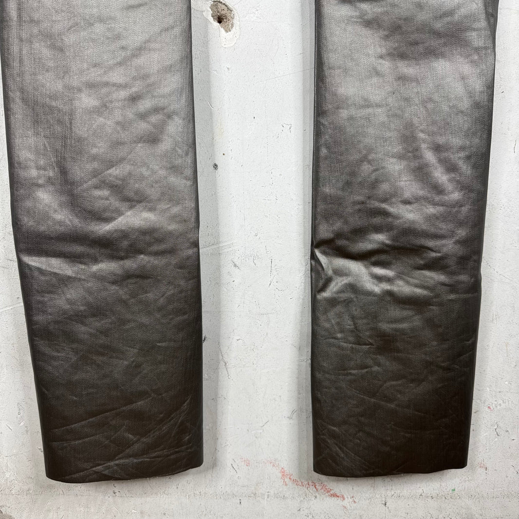 Rick Owens Lido Silver Coated Banana Bolan Jeans
