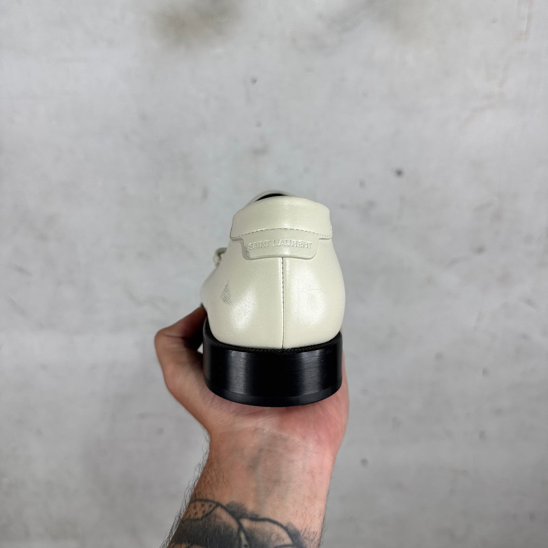 Saint Laurent Logo Beige Loafers