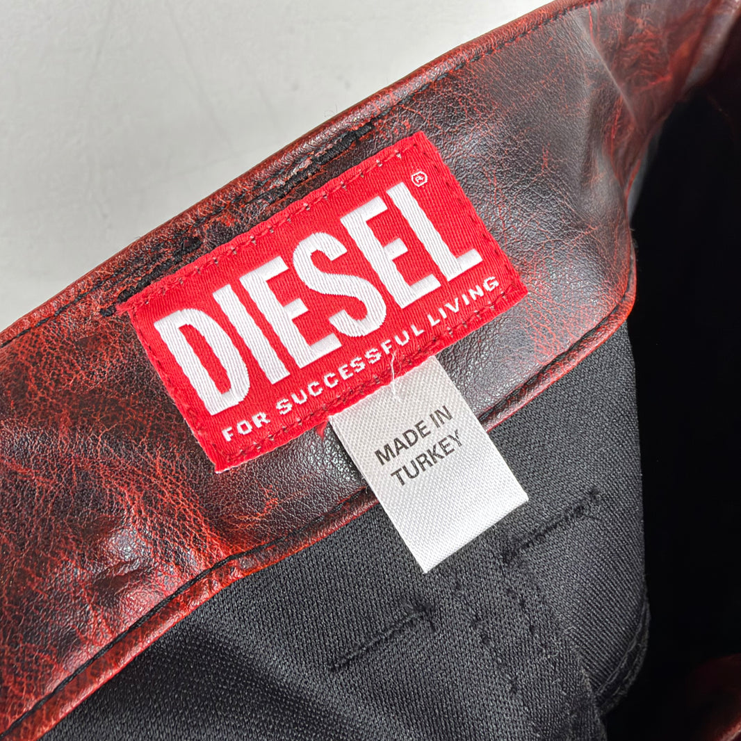 Diesel Faux Leather Oxblood Trousers