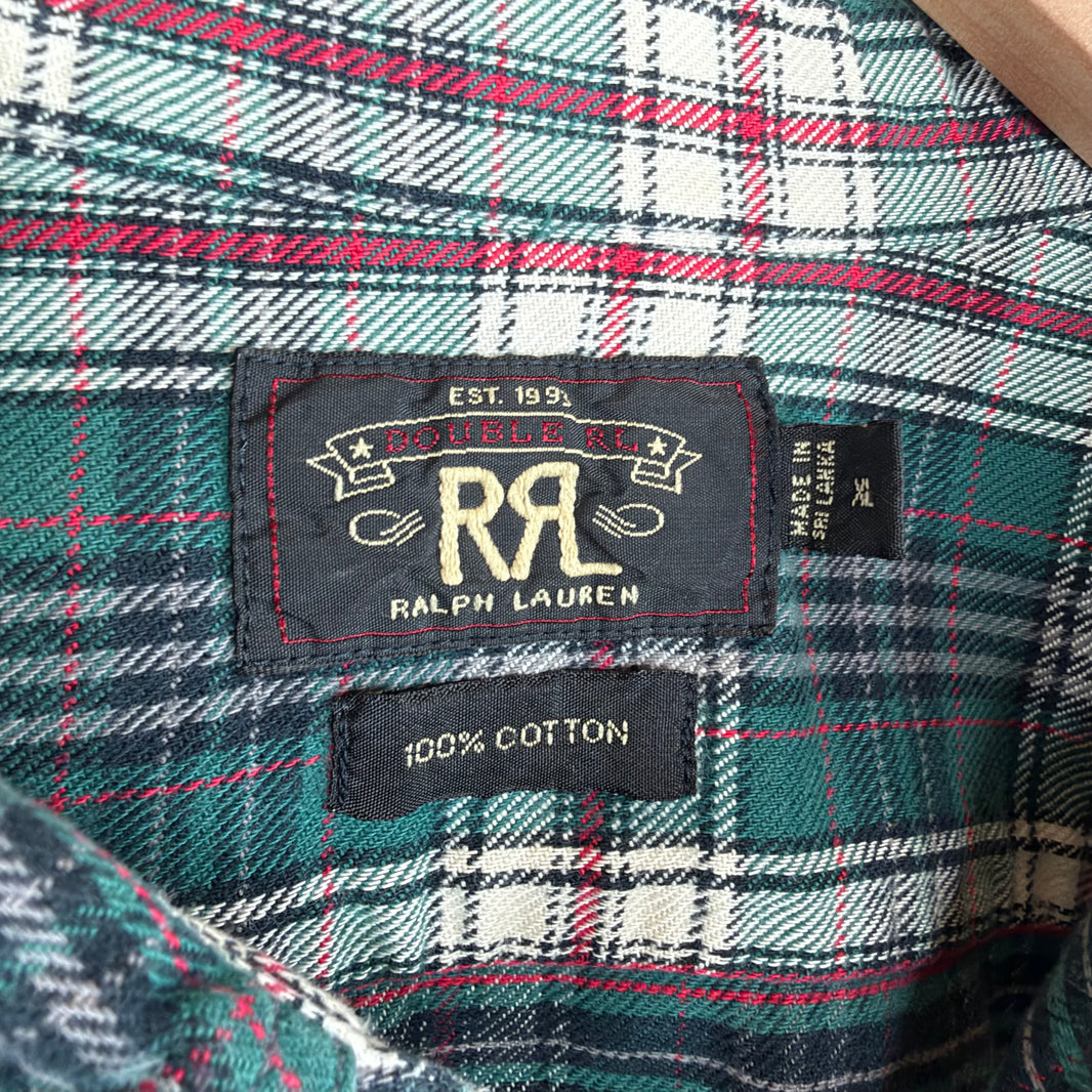 RRL Green/Red Button Up Flannel