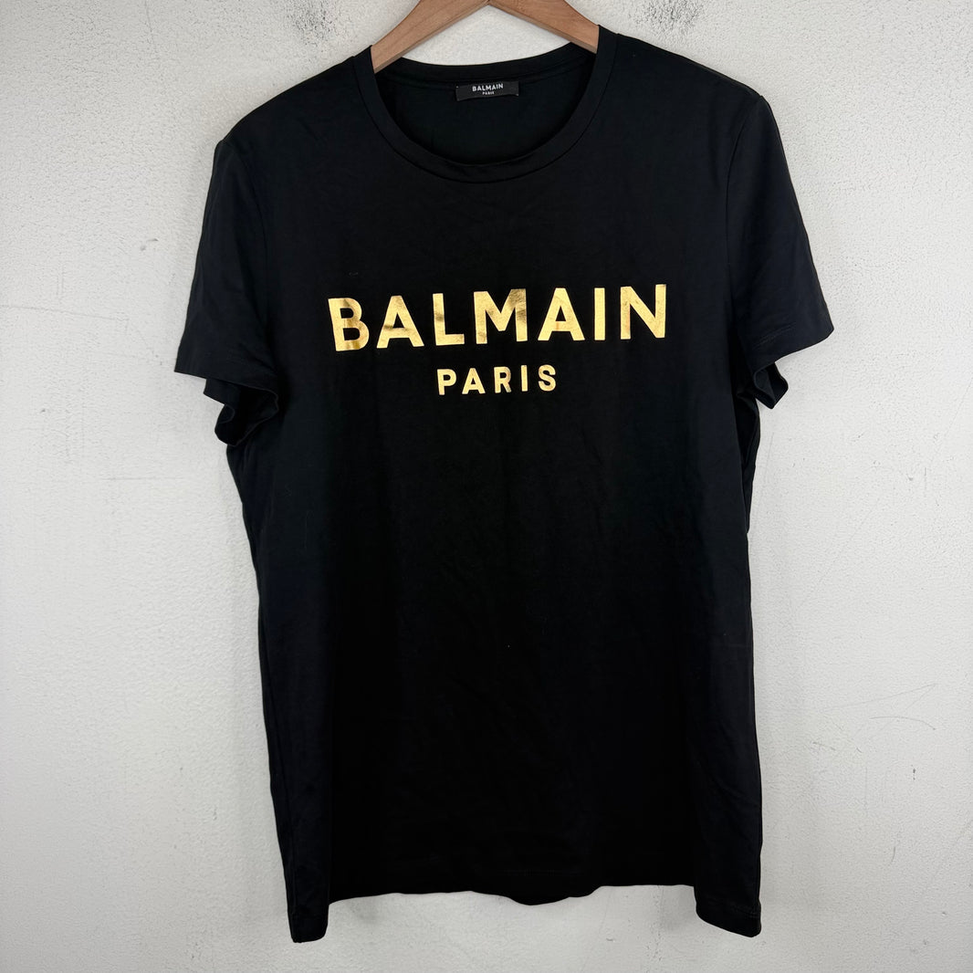 Balmain Paris Gold Logo T-Shirt