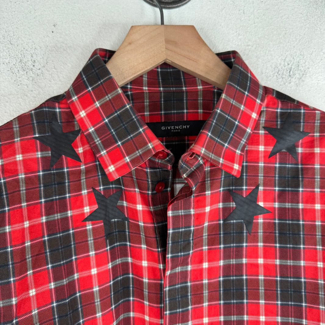 Givenchy Star Neck Logo Button Up Flannel