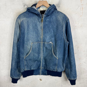 Carhartt Faded Denim Plaid Lined Work Jacket