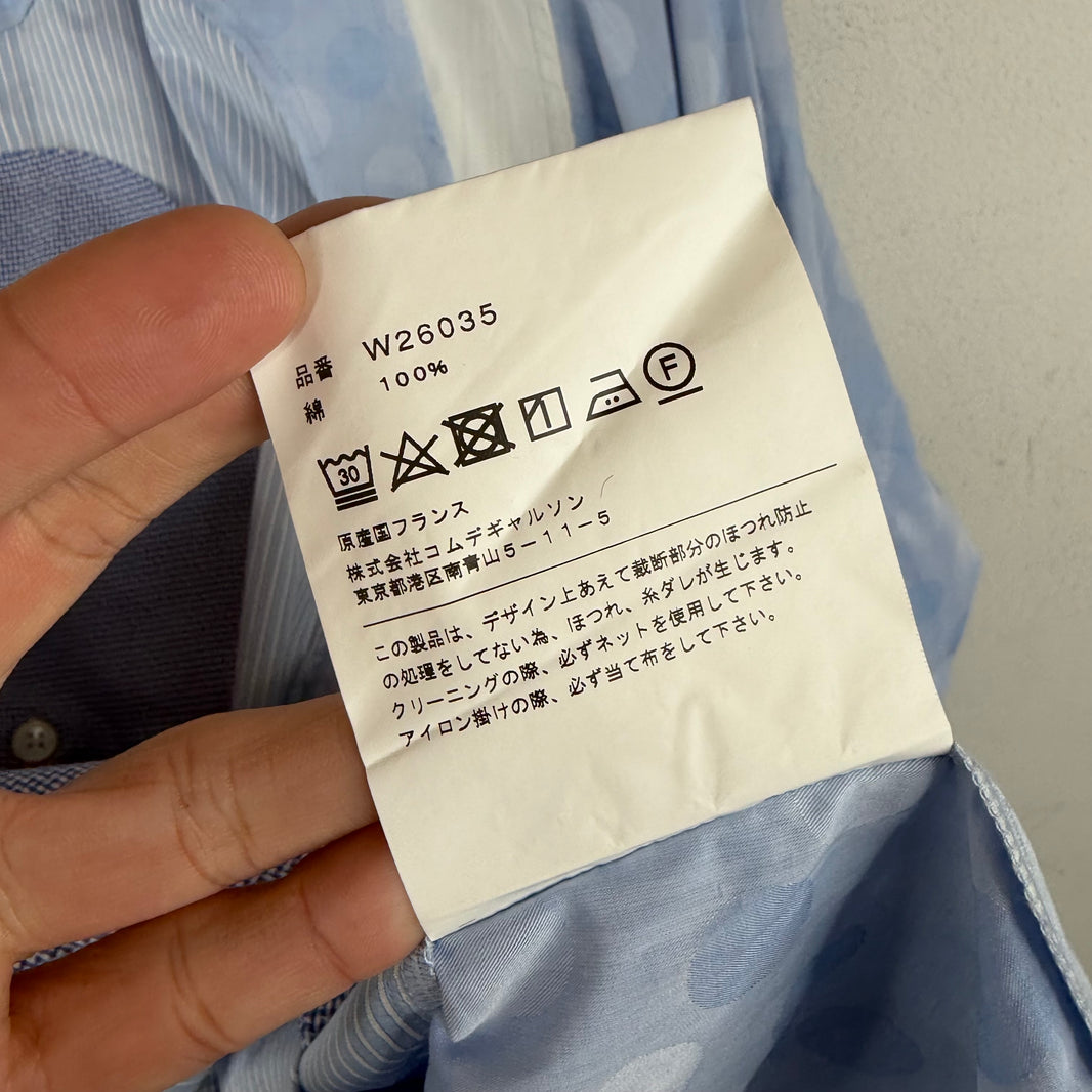 CDG Blue Circle Patchwork Button Up Shirt